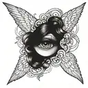 seraphim angel symmetrical eyes everywhere tattoo design idea