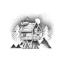 baba yaga hut tattoo design idea