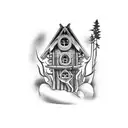 baba yaga hut tattoo design idea