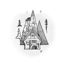 baba yaga hut tattoo design idea