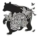 bear, butterfly and turtle   tattoo design idea