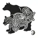 bear, butterfly and turtle   tattoo design idea