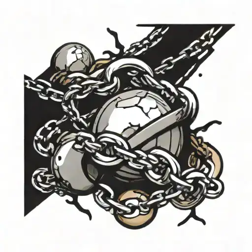ball and chain with broken link in chain  tattoo design idea