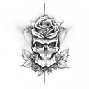 skull and roses and pot leaves anime tattoo design idea