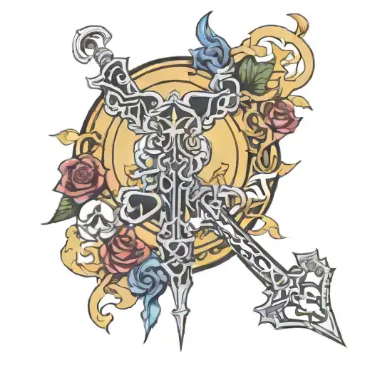 oath keeper keyblade kingdom hearts and moonlight tattoo design idea