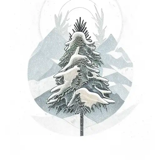 raven with norse design in a pinetree tattoo design idea