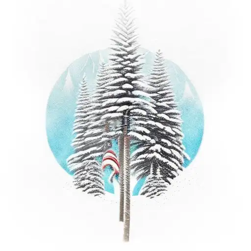 raven norse design in a pinetree tattoo design idea