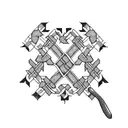 Traditional Ukrainian embroidery pattern with a hockey stick intertwined tattoo design idea