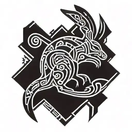 interconnected kangaroo   tattoo design idea