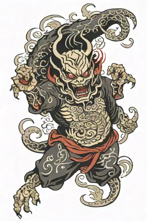 smoke demon tattoo design idea