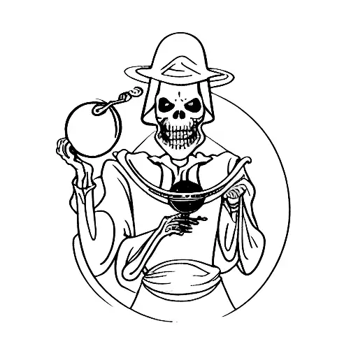 Grim Reaper holding a crystal ball tattoo design idea