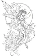 magical fairy flying towards the sun tattoo design idea
