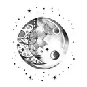 moon and stars tattoo design idea