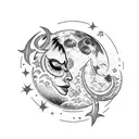 moon and stars tattoo design idea