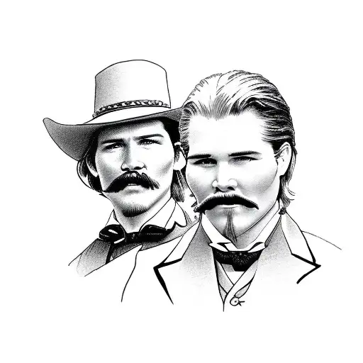 Playing cards featuring kurt Russell Wyatt Earp and val kilmer Doc Holliday tattoo design idea