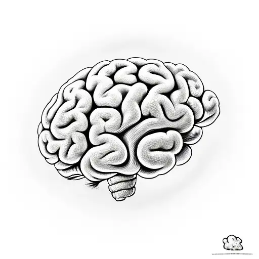 brain in hands with clouds tattoo design idea