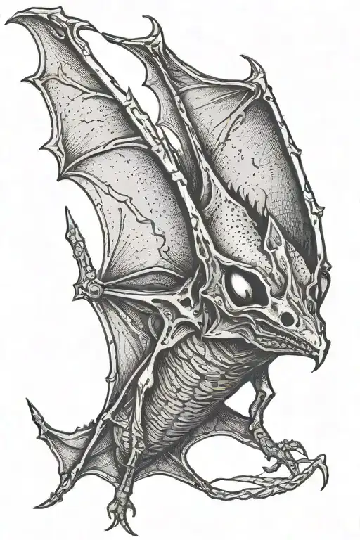 mexican free tailed bat hanging upside down tattoo design idea