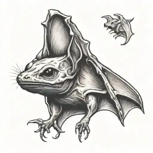 cute mexican free tailed bat hanging upside tattoo design idea