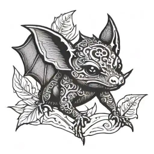 cute mexican free tailed bat tattoo design idea
