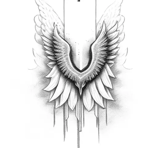 Olivia and Jasmine with Angel wings and clocks tattoo design idea