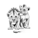 daddy lion with two lion cubs tattoo design idea