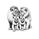 daddy lion with two lion cubs tattoo design idea
