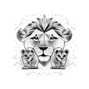 daddy lion with two lion cubs tattoo design idea
