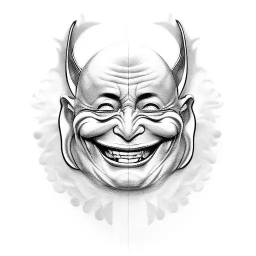 laughing and crying mask with bible verse above it  tattoo design idea