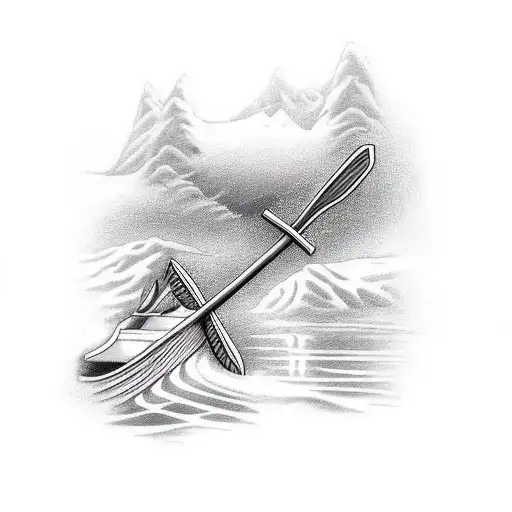 an oar and a plow crossed  tattoo design idea