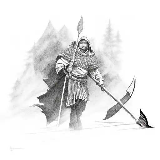 oaran oar and a plow crossed tattoo design idea