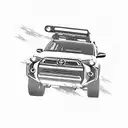 A sleek and futuristic-looking Toyota 4Runner speeding through a cityscape at night tattoo design idea