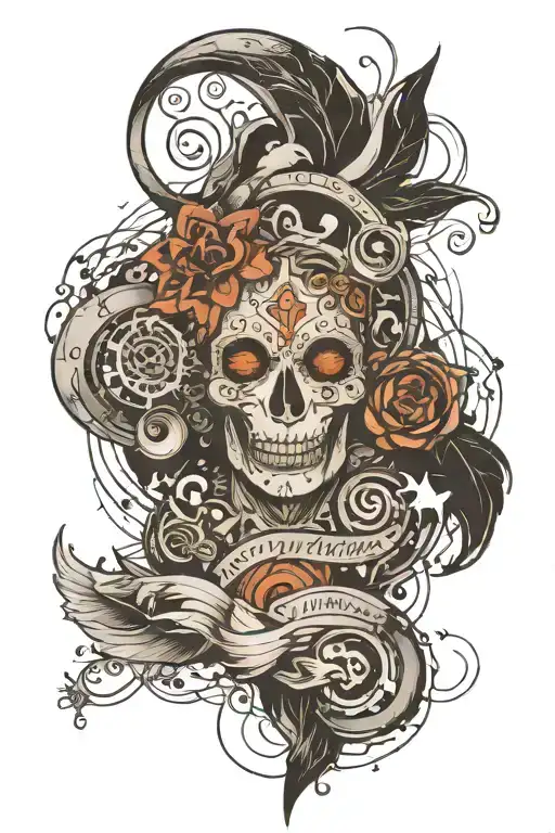 soul, mind, space, music, strength and darkness tattoo design idea