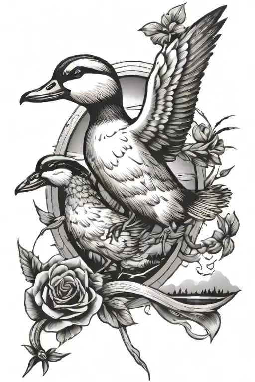 wind turbines and duck hunt inspired tattoo tattoo design idea