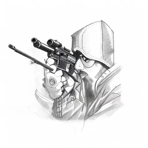gangster with guns and money tattoo design idea