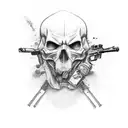gangster with hood and guns tattoo design idea