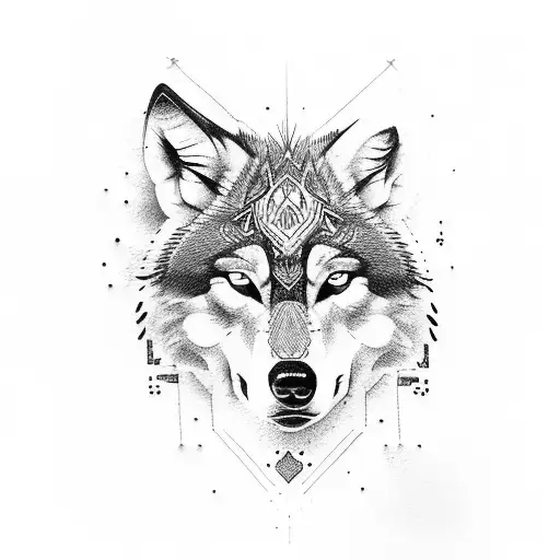 Wolf tribal tattoo design idea