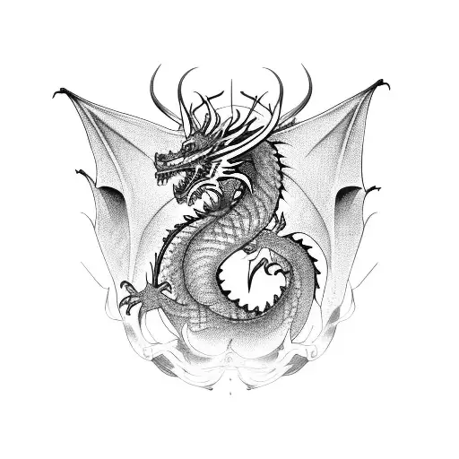 dragon with 3 heads tattoo design idea
