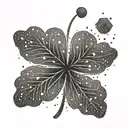 A minimalist and unique dotwork four leaf clover design tattoo design idea