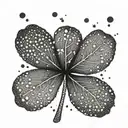 A minimalist and unique dotwork four leaf clover design tattoo design idea