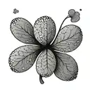 A minimalist and unique dotwork four leaf clover design tattoo design idea