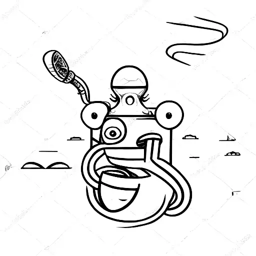 simple basic cartoon stensal tatoo of an alien sitting on the moon smoking a bong tattoo design idea