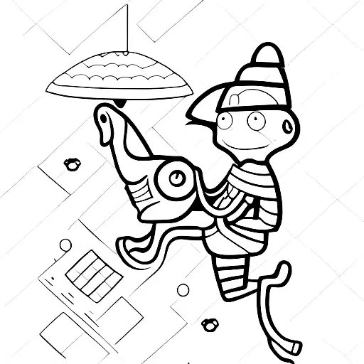 alien riding a horse playing the banjo  tattoo design idea