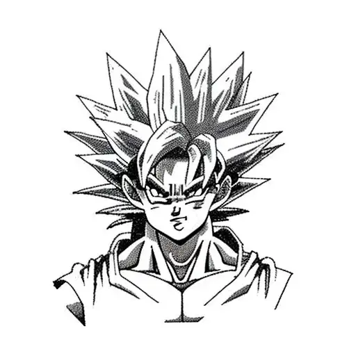 Goku powering up in red form with a big black sword in his hands tattoo design idea