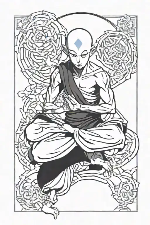 Avatar Aang meditating tattoo design idea