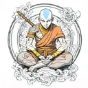 Avatar Aang meditating tattoo design idea