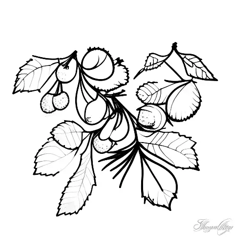 my cherries and wine, rosemary and thyme tattoo design idea