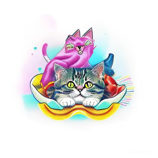 cat sushi roll tattoo design idea