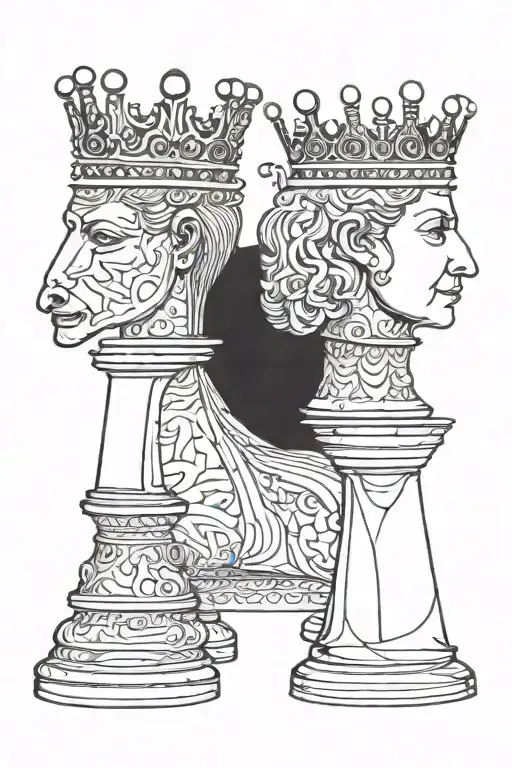 the queen and king chess piece with data 9:71948 and 7:7 1950 tattoo design idea