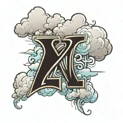 the letters "XII" with clouds for shading in the background tattoo design idea