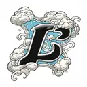 the letters "XII" with clouds for shading in the background tattoo design idea